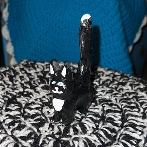 Black and White Cat handmade ring holder
